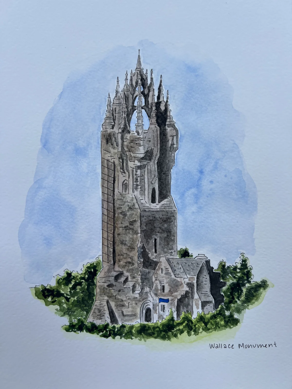 Watercolor painting of the Wallace Monument